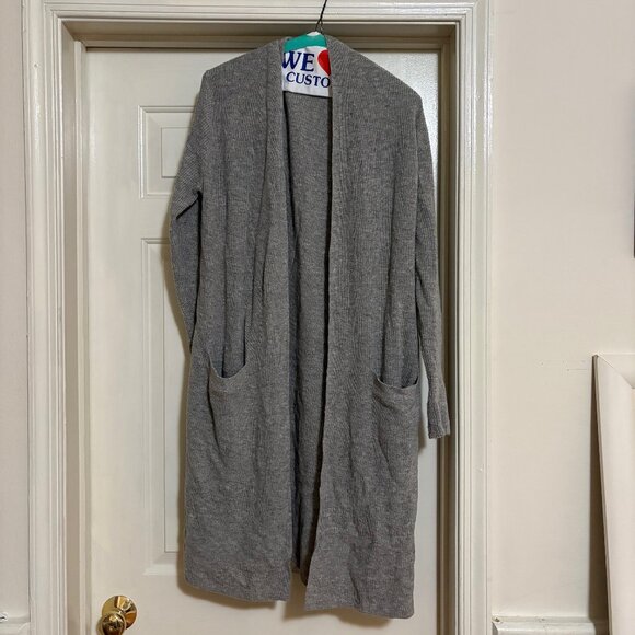 Polo Ralph Lauren Gray Wool Cashmere Open Front Women's Long Cardigan - Picture 1 of 5